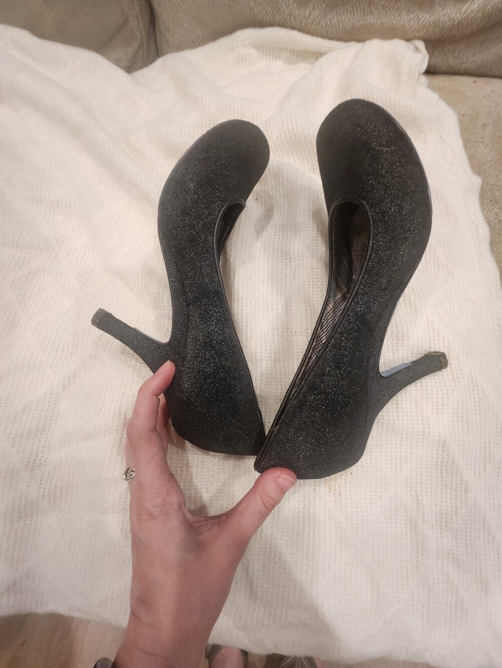 Irregular Choice Black Glitter Round-Toe Pumps Sz 9 - Picture 5 of 5